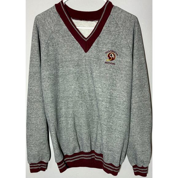 Vintage Washington Redskins NFL Gray V-Neck Sweatshirt Embroidered Logo Sz M - Picture 2 of 8